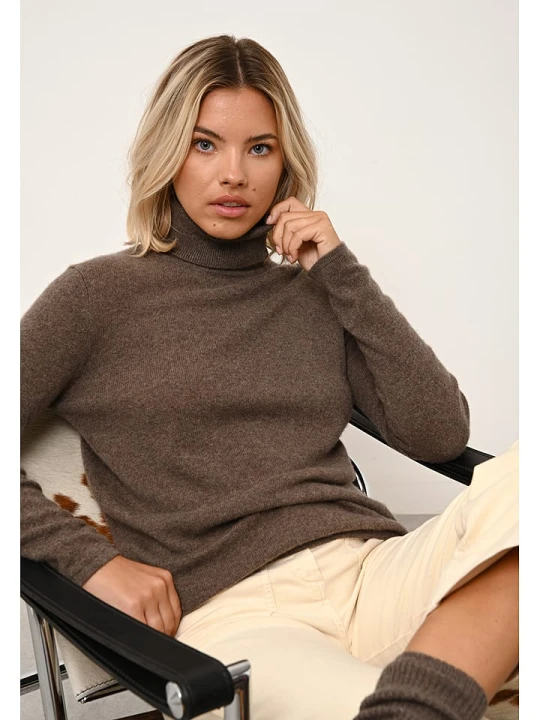 Zdjęcie produktu Just Cashmere Kaszmirowy golf "Ava" w kolorze brązowym rozmiar: L