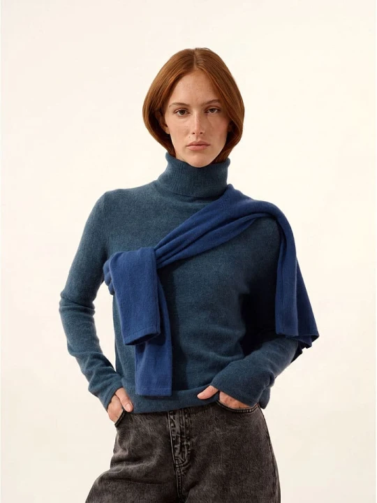 Zdjęcie produktu Just Cashmere Kaszmirowy golf "Ava" w kolorze granatowym rozmiar: S