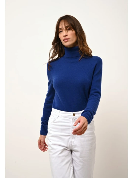 Zdjęcie produktu Just Cashmere Kaszmirowy golf "Ava" w kolorze niebieskim rozmiar: L