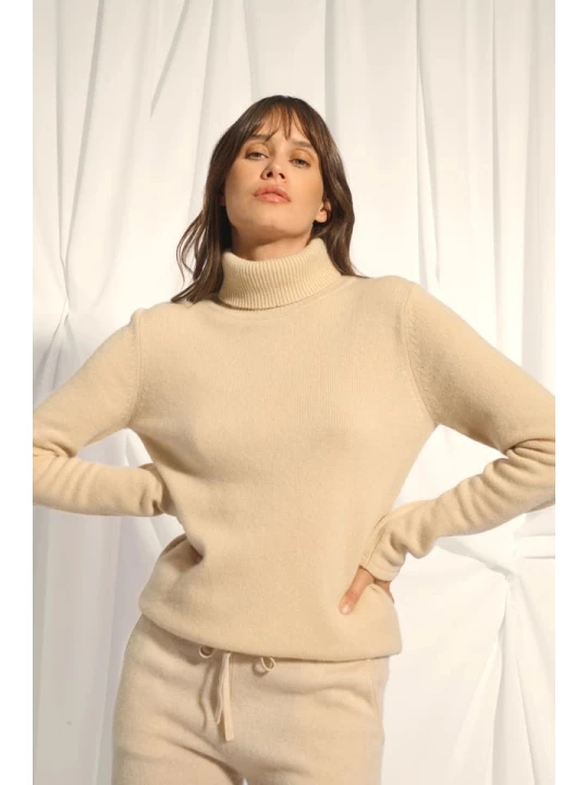 Zdjęcie produktu Just Cashmere Kaszmirowy golf "June" w kolorze beżowym rozmiar: L