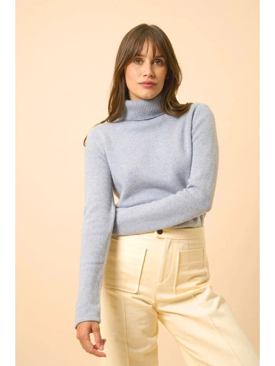 Zdjęcie produktu Just Cashmere Kaszmirowy golf "June" w kolorze błękitnym rozmiar: M