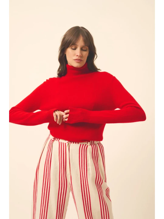 Zdjęcie produktu Just Cashmere Kaszmirowy golf "Lexie" w kolorze czerwonym rozmiar: L