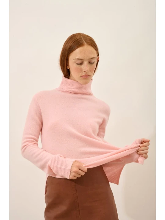 Zdjęcie produktu Just Cashmere Kaszmirowy golf "Lexie" w kolorze jasnoróżowym rozmiar: M