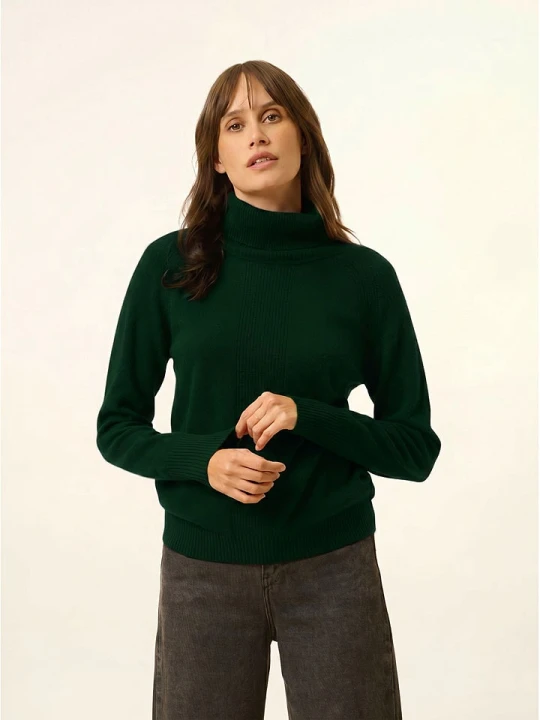 Zdjęcie produktu Just Cashmere Kaszmirowy golf w kolorze ciemnozielonym rozmiar: L