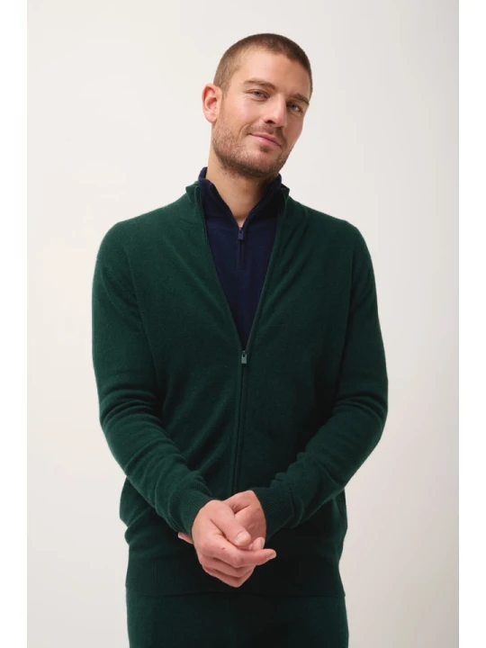 Zdjęcie produktu Just Cashmere Kaszmirowy kardigan "Alan" w kolorze ciemnozielonym rozmiar: M
