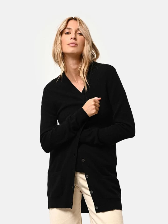 Zdjęcie produktu Just Cashmere Kaszmirowy kardigan "Chelsea" w kolorze czarnym rozmiar: XL