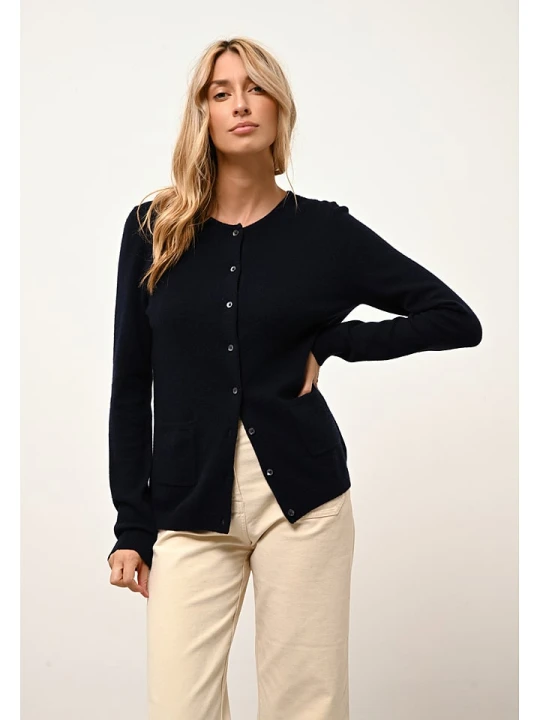 Zdjęcie produktu Just Cashmere Kaszmirowy kardigan "Katharine" w kolorze granatowym rozmiar: XL