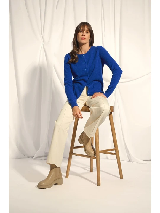 Zdjęcie produktu Just Cashmere Kaszmirowy kardigan "Katharine" w kolorze niebieskim rozmiar: XL
