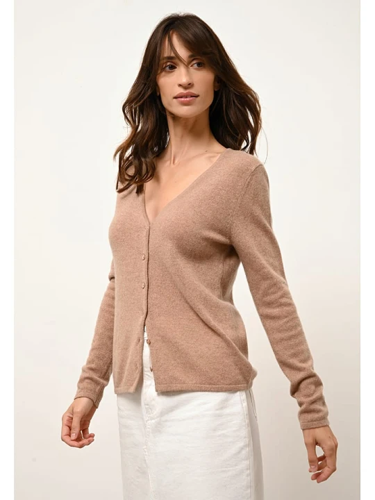 Zdjęcie produktu Just Cashmere Kaszmirowy kardigan "Norma" w kolorze karmelowym rozmiar: M