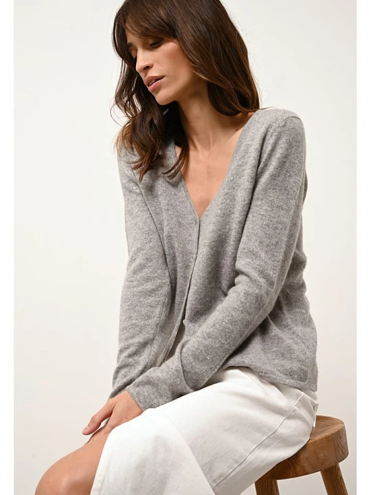 Zdjęcie produktu Just Cashmere Kaszmirowy kardigan "Norma" w kolorze szarym rozmiar: M
