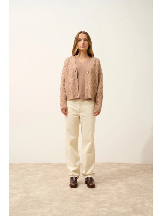 Zdjęcie produktu Just Cashmere Kaszmirowy kardigan w kolorze beżowym rozmiar: XL