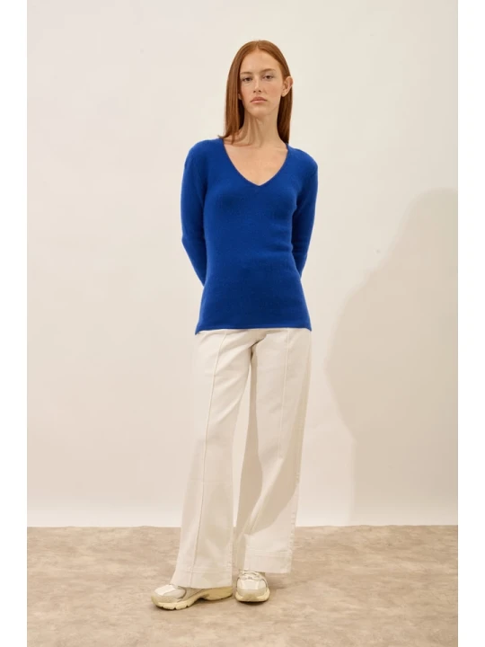 Zdjęcie produktu Just Cashmere Kaszmirowy sweter "Abby" w kolorze niebieskim rozmiar: XL