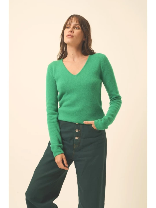 Zdjęcie produktu Just Cashmere Kaszmirowy sweter "Abby" w kolorze zielonym rozmiar: XL
