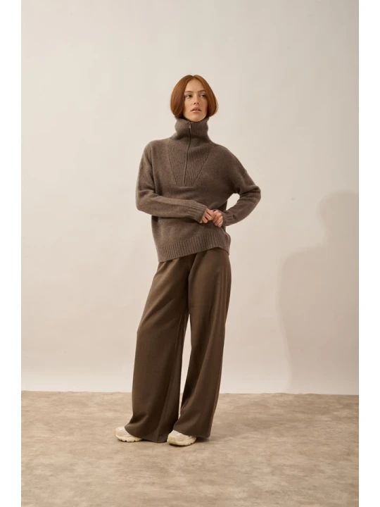 Zdjęcie produktu Just Cashmere Kaszmirowy sweter "Akar" w kolorze szarobrązowym rozmiar: XL