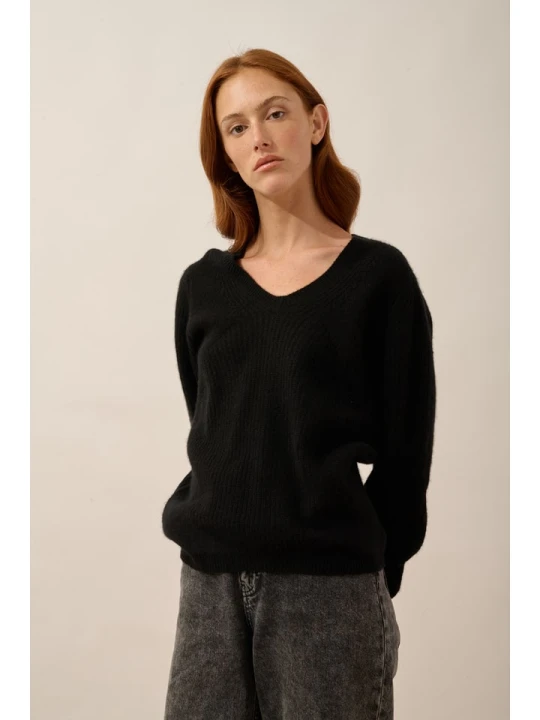 Zdjęcie produktu Just Cashmere Kaszmirowy sweter "Amrita" w kolorze czarnym rozmiar: M