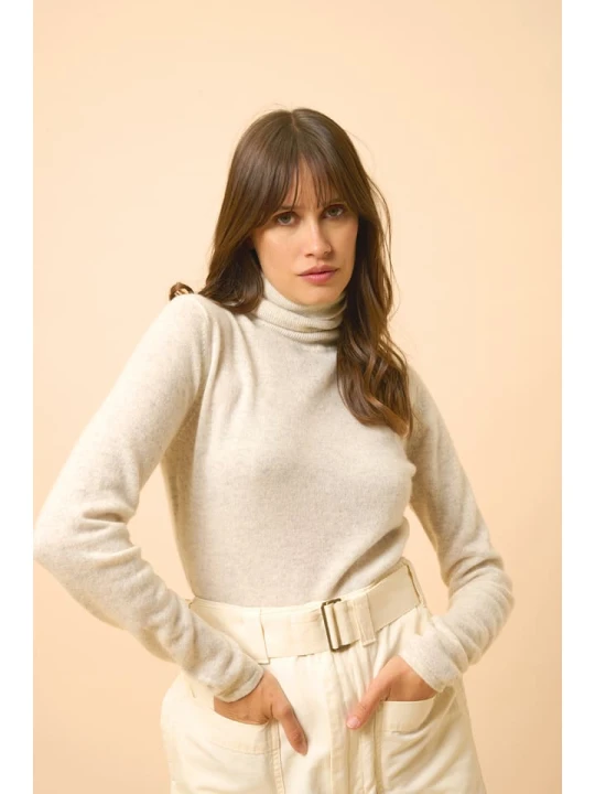 Zdjęcie produktu Just Cashmere Kaszmirowy sweter "Ava" w kolorze beżowym rozmiar: L