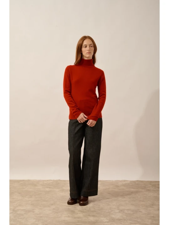 Zdjęcie produktu Just Cashmere Kaszmirowy sweter "Ava" w kolorze czerwonym rozmiar: L