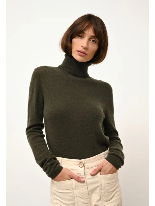Zdjęcie produktu Just Cashmere Kaszmirowy sweter "Ava" w kolorze khaki rozmiar: S