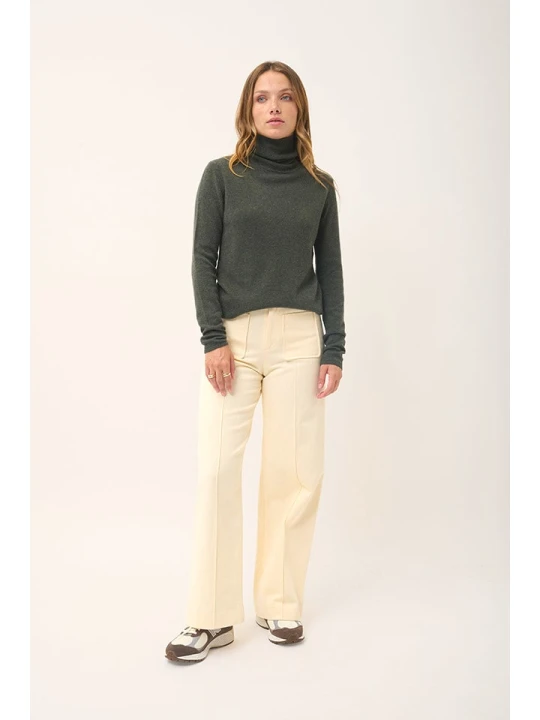 Zdjęcie produktu Just Cashmere Kaszmirowy sweter "Ava" w kolorze khaki rozmiar: XL