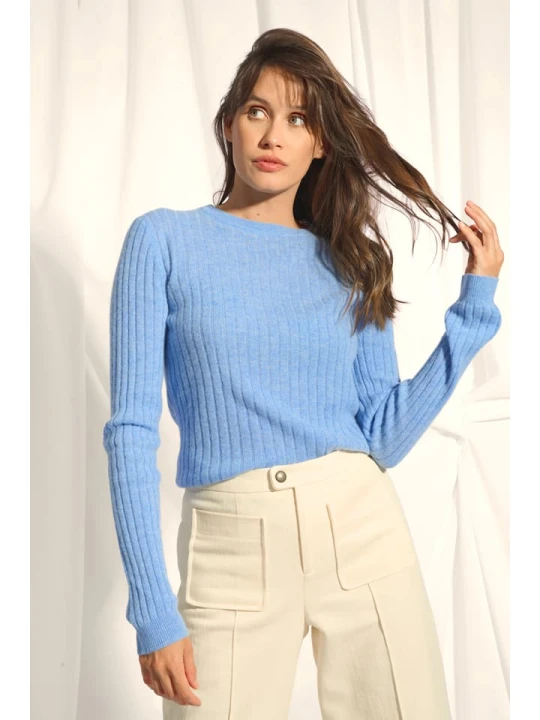 Zdjęcie produktu Just Cashmere Kaszmirowy sweter "Avana" w kolorze błękitnym rozmiar: L