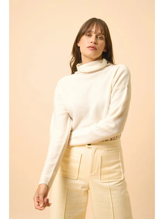 Zdjęcie produktu Just Cashmere Kaszmirowy sweter "Blantyre" w kolorze kremowym rozmiar: S