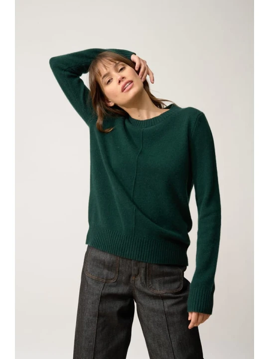 Zdjęcie produktu Just Cashmere Kaszmirowy sweter "Emma" w kolorze ciemnozielonym rozmiar: M