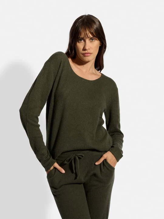 Zdjęcie produktu Just Cashmere Kaszmirowy sweter "Fiona" w kolorze khaki rozmiar: S