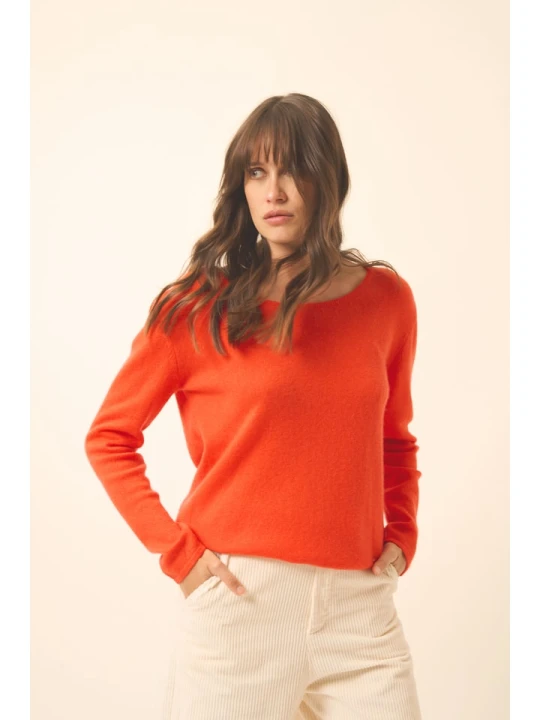 Zdjęcie produktu Just Cashmere Kaszmirowy sweter "Fiona" w kolorze pomarańczowym rozmiar: S