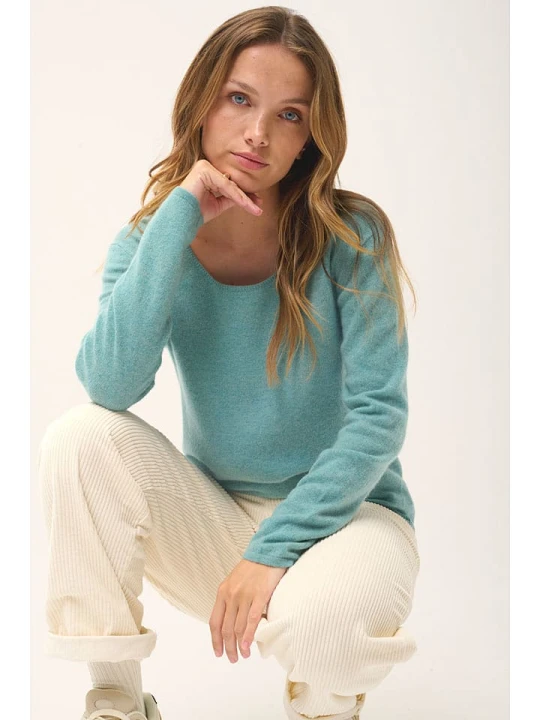 Zdjęcie produktu Just Cashmere Kaszmirowy sweter "Fiona" w kolorze turkusowym rozmiar: M