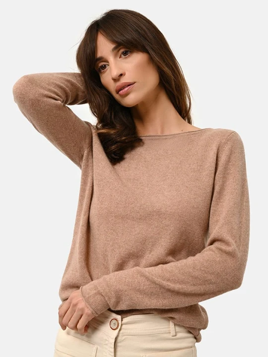 Zdjęcie produktu Just Cashmere Kaszmirowy sweter "Grace" w kolorze beżowym rozmiar: M