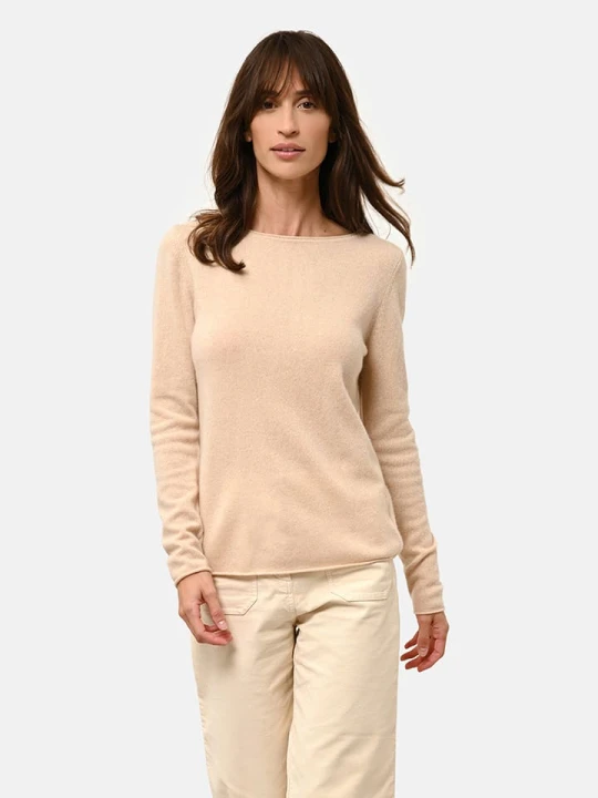 Zdjęcie produktu Just Cashmere Kaszmirowy sweter "Grace" w kolorze beżowym rozmiar: L