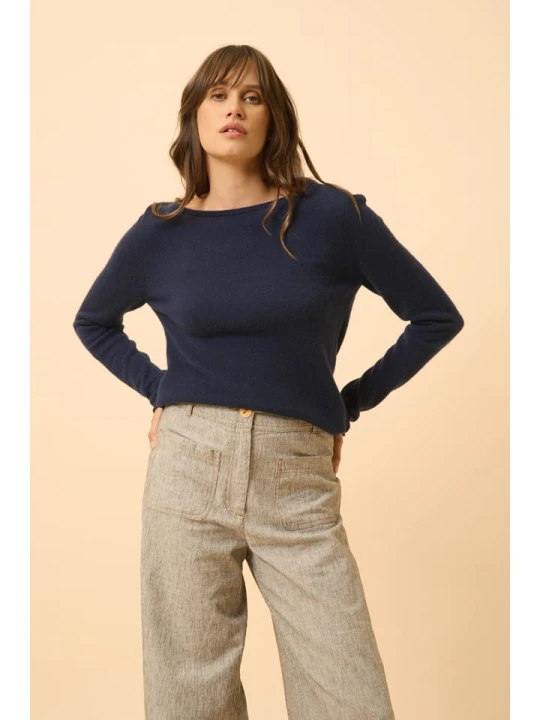 Zdjęcie produktu Just Cashmere Kaszmirowy sweter "Grace" w kolorze granatowym rozmiar: L