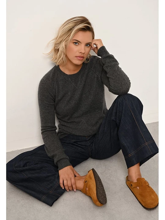 Zdjęcie produktu Just Cashmere Kaszmirowy sweter "Helen" w kolorze antracytowym rozmiar: M