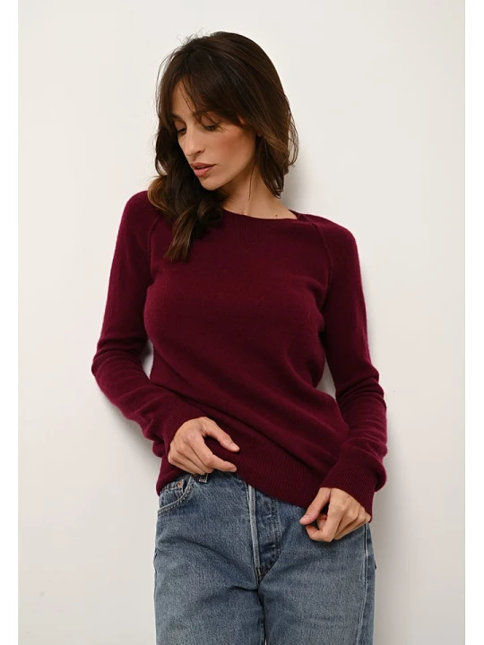 Zdjęcie produktu Just Cashmere Kaszmirowy sweter "Helen" w kolorze bordowym rozmiar: M