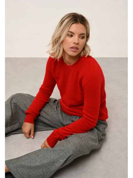 Zdjęcie produktu Just Cashmere Kaszmirowy sweter "Helen" w kolorze czerwonym rozmiar: M