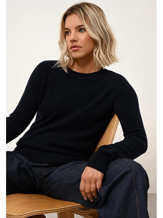 Zdjęcie produktu Just Cashmere Kaszmirowy sweter "Helen" w kolorze granatowym rozmiar: L