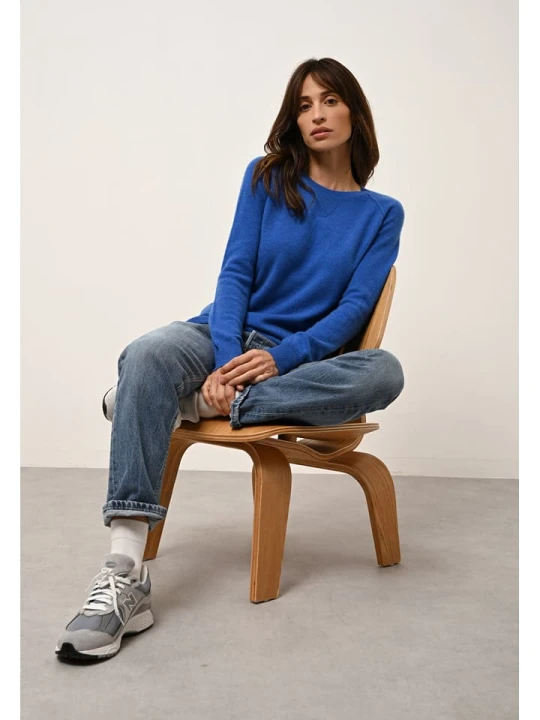 Zdjęcie produktu Just Cashmere Kaszmirowy sweter "Helen" w kolorze niebieskim rozmiar: M