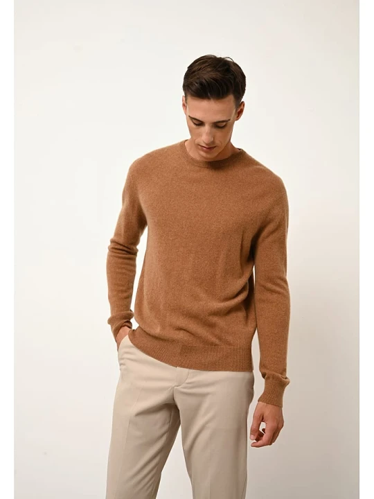 Zdjęcie produktu Just Cashmere Kaszmirowy sweter "Howard" w kolorze karmelowym rozmiar: XXL
