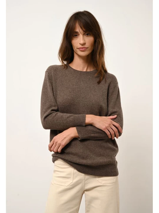 Zdjęcie produktu Just Cashmere Kaszmirowy sweter "Janice" w kolorze brązowym rozmiar: L