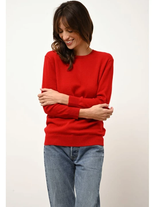 Zdjęcie produktu Just Cashmere Kaszmirowy sweter "Janice" w kolorze czerwonym rozmiar: M