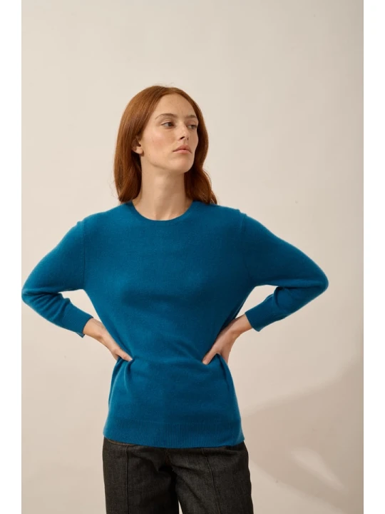 Zdjęcie produktu Just Cashmere Kaszmirowy sweter "Janice" w kolorze niebieskim rozmiar: XL