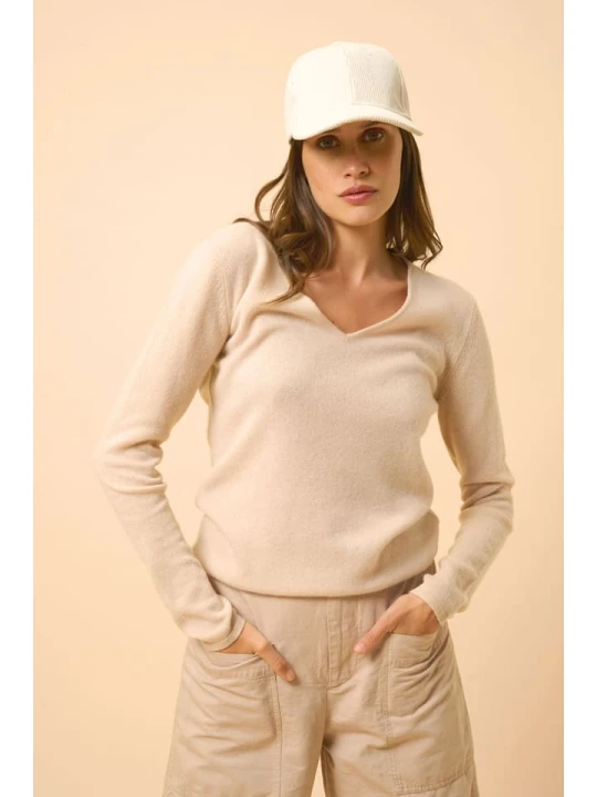 Zdjęcie produktu Just Cashmere Kaszmirowy sweter "Joan" w kolorze beżowym rozmiar: L