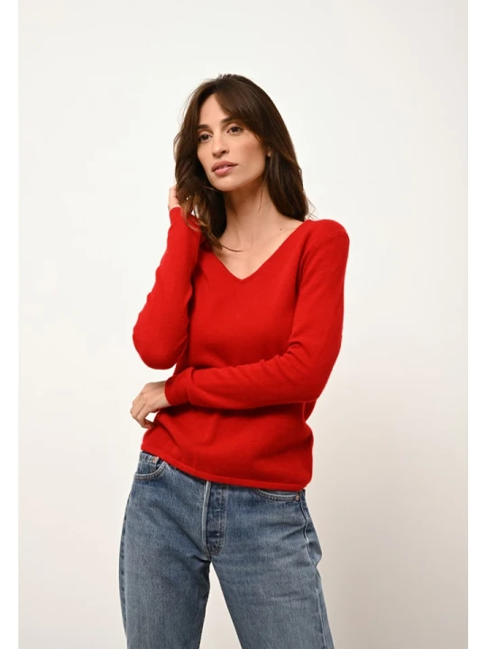 Zdjęcie produktu Just Cashmere Kaszmirowy sweter "Joan" w kolorze czerwonym rozmiar: L