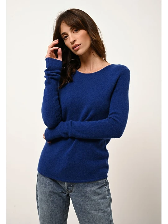 Zdjęcie produktu Just Cashmere Kaszmirowy sweter "Joyce" w kolorze niebieskim rozmiar: M
