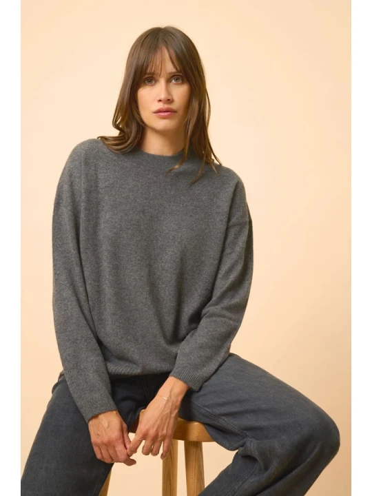 Zdjęcie produktu Just Cashmere Kaszmirowy sweter "Kayla" w kolorze antracytowym rozmiar: L
