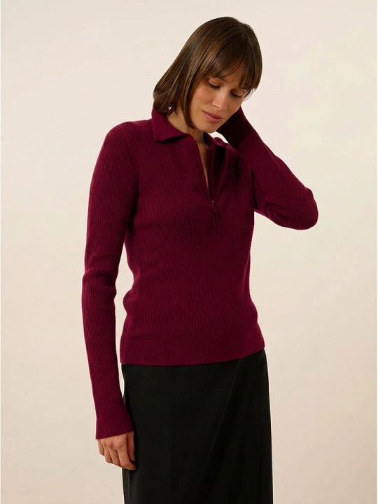 Zdjęcie produktu Just Cashmere Kaszmirowy sweter "Kristjan" w kolorze bordowym rozmiar: 2XL