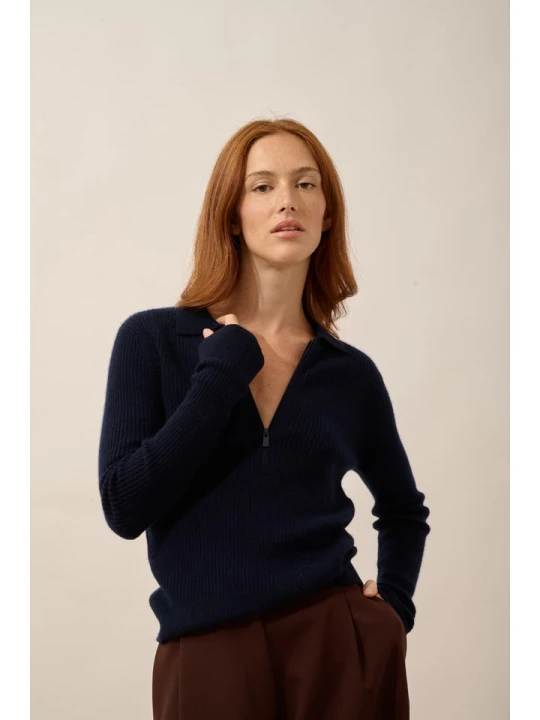 Zdjęcie produktu Just Cashmere Kaszmirowy sweter "Kristjan" w kolorze granatowym rozmiar: XXL