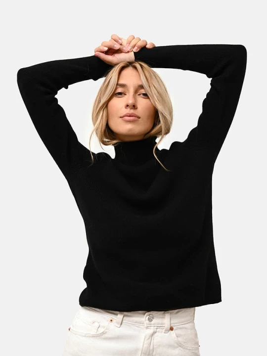 Zdjęcie produktu Just Cashmere Kaszmirowy sweter "Lanais" w kolorze czarnym rozmiar: L