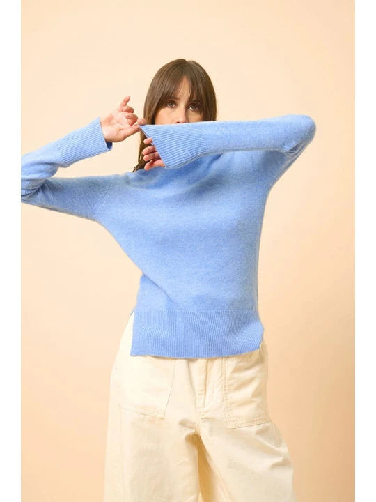 Zdjęcie produktu Just Cashmere Kaszmirowy sweter "Lexie" w kolorze błękitnym rozmiar: M