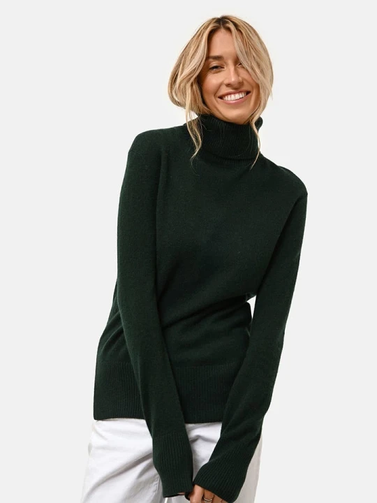 Zdjęcie produktu Just Cashmere Kaszmirowy sweter "Lexie" w kolorze ciemnozielonym rozmiar: XXL